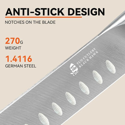 TUO Carving Knife, 12 inch Brisket Knife for Cutting Smoked Meat, Slicing Through Roast & Large Raw Meat Chunks, Full Tang Handle, German High Carbon Steel - Black Hawk Series