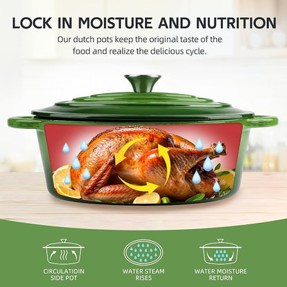 5.5 Quart Oval Enameled Cast Iron Dutch Oven Pot with Lid, Oven Safe up to 550° F & Dishwasher Safe, Sturdy Dutch Oven Cookware