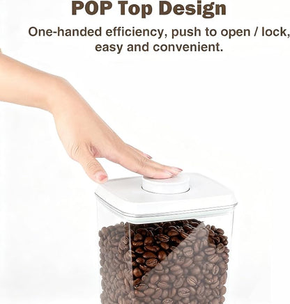Pop Airtight Food Storage Containers with Lids Stackable Containers for Kitchen Pantry Organization Ideal for Cereal Snacks Flour Sugar Coffee and Spaghetti (gray, 4.2qt)