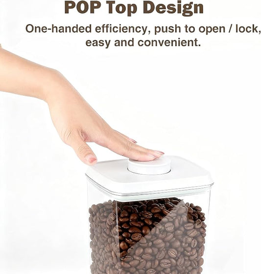 Pop Airtight Food Storage Containers with Lids Stackable Containers for Kitchen Pantry Organization Ideal for Cereal Snacks Flour Sugar Coffee and Spaghetti (gray, 4.2qt)