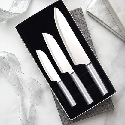 Rada Cutlery Chef Select Gift Set (S57), 3-Piece Knife Set with Quick Edge Sharpener (R119), Stainless Steel Blades, Silver Handle