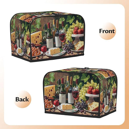 4 Slice Wine Glass Bottle Toaster Cover Waterproof Dust Fingerprint Bread Machine Cover Washable Kitchen Appliance Protector For Home Kitchen Bakeware Table Decor Women Gifts