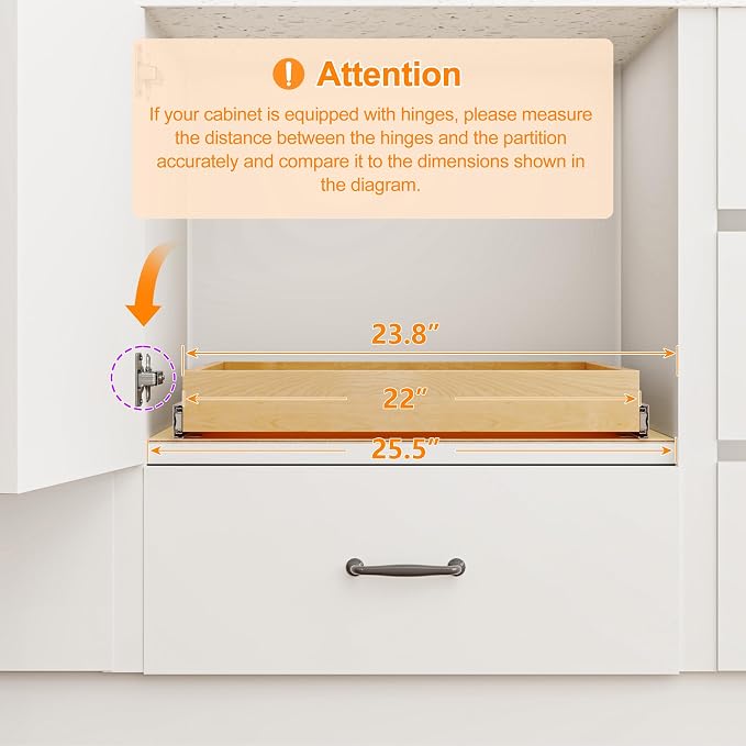 Pull Out Cabinet Organizer, 23" W x 21" D Soft Close Pull Out Drawers for Cabinets with Heavy Duty Slides, Wood Slide Out Drawers for Kitchen Cabinets