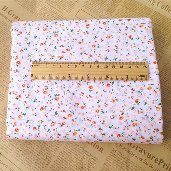 7Pcs Orange Cotton/Polyester Fabric Bundle Squares Patchwork DIY Sewing Scrapbooking Quilting Floral Dot Pattern Fabric 10" x 10" (25cm x 25cm) Arts, Crafts and Sewing