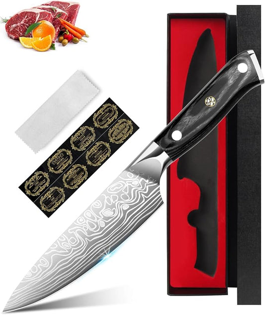 6in Chef Knife,Sharp Kitchen Knife, High-Carbon German EN1.4116 Stainless Steel Cooking Knife, Kitchen Knife ergonomically Design With Gift Box, Suitable as a Gift for Family and Lover