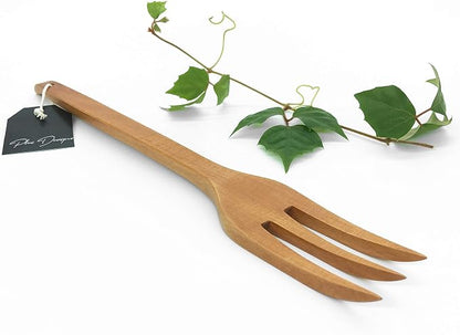 Wooden Cooking Serving Utensils High Heat Resistance - Handmade (Wooden Fork - Three Tines)