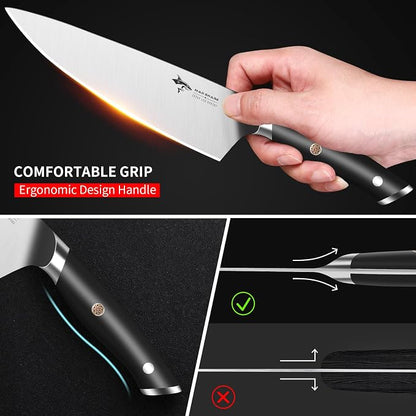 MAD SHARK 8-Inch Chef Knife - German High Carbon Stainless Steel Kitchen Knife, Professional-Grade Razor-Sharp Edge, gift for Husband Men Women(Gift Box Included)