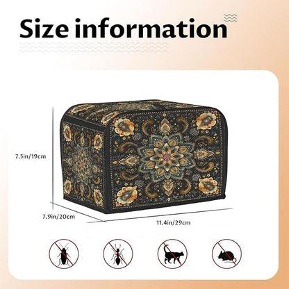 Toaster Cover 2 Slice Wide Slot Carpet RetroBread Toaster Oven Dustproof Cover Small Appliance Kitchen Covers Dust and Fingerprint Protection for Women Gift 2 Slice