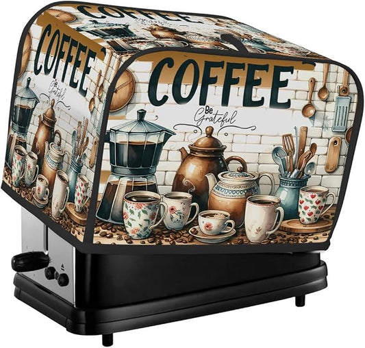 Toaster Cover 4 Slice Wide Slot Coffee KitchenBread Toaster Oven Dustproof Cover Small Appliance Kitchen Covers Dust and Fingerprint Protection for Women Gift 4 Slice