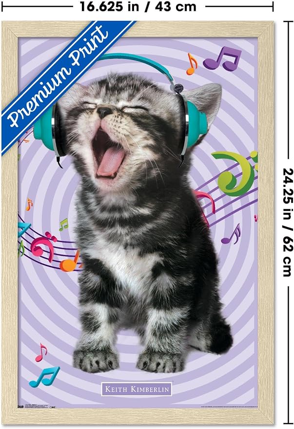 Keith Kimberlin - Kitten - Singing Wall Poster, 22.4L" x 14.7W", Blonde Framed Version