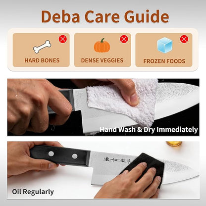 6 Inch Deba Knife, Made in Japan, Right-Handed Single Bevel Fish Butcher Knife, High Carbon Stainless Steel with Nashiji Finish, Pakkawood Handle for Fish Filleting & Butchering