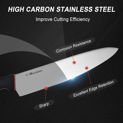 Chef Knife 10 Inch,High Carbon Stainless Sharp Blade with Non-Slip Softgrip, Multi-Purpose Kitchen Knife for Meat, Fruit & Vegetables Cutting (Black)