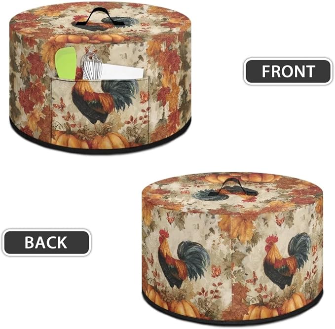 Pumpkins Rooster Slow Cooker Cover Protection Crock for Pot Dust Cover Fits for Most 6-8 Quart Slow Cooker Dustproof Small Appliance Accessories