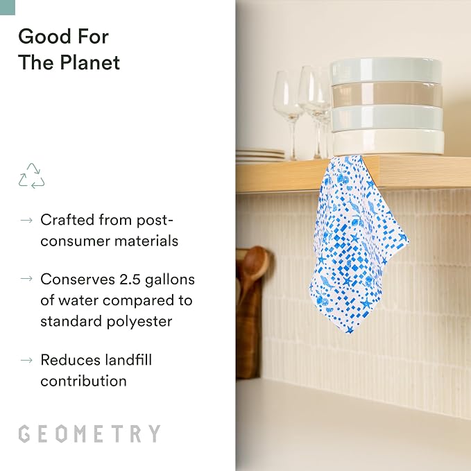 GEOMETRY Kitchen Dish Cloths - Spring & Summer Collection - Premium Dishcloths with Geoweave - Absorbent & Fast Drying Kitchen Towels - Daisy Sky, 10" x 10" - 3-Pieces