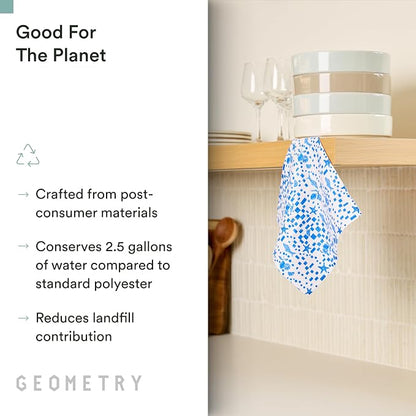 GEOMETRY Kitchen Dish Cloths - Spring & Summer Collection - Premium Dishcloths with Geoweave - Absorbent & Fast Drying Kitchen Towels - Daisy Sky, 10" x 10" - 3-Pieces