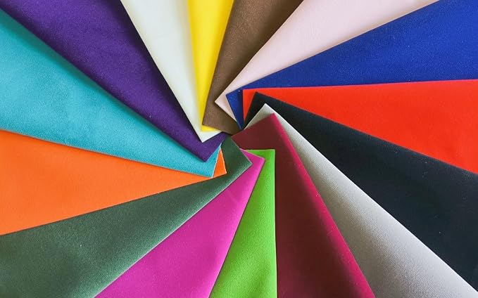 14pcs 12 x 12 Inches Solid DIY Flocked Fabric Suede Fabric Knitted Fleece Velvet DIY Material Set Precut Bundle Patchwork Squares for Home Crafts Sewing