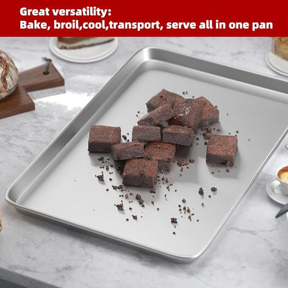 CROSSON 16× 24 Inch Cookie Sheet Pans Set of 12-Baking Tray Jelly Roll Pan Set Commercial Grade Aluminum Coated Statinless Steel Bun Pan for Oven,Freezer,Bakery Hotel Restaurant