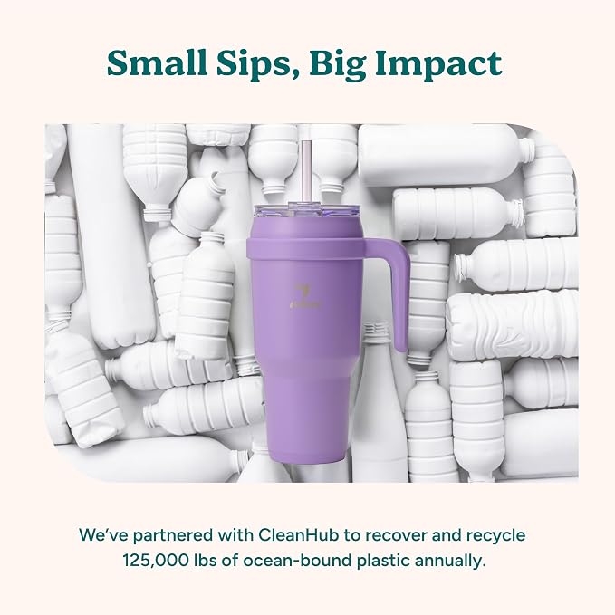 REDUCE 40 oz Stainless Steel Tumbler with Handle - Dual-Wall Vacuum Insulated Travel Mug, Sweat-Proof Lid & Reusable Straw - Keeps Drinks Cold for 24 Hrs, Fits Cupholders, Dishwasher Safe - Mojito