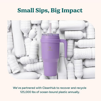 REDUCE 40 oz Stainless Steel Tumbler with Handle - Dual-Wall Vacuum Insulated Travel Mug, Sweat-Proof Lid & Reusable Straw - Keeps Drinks Cold for 24 Hrs, Fits Cupholders, Dishwasher Safe - Mojito