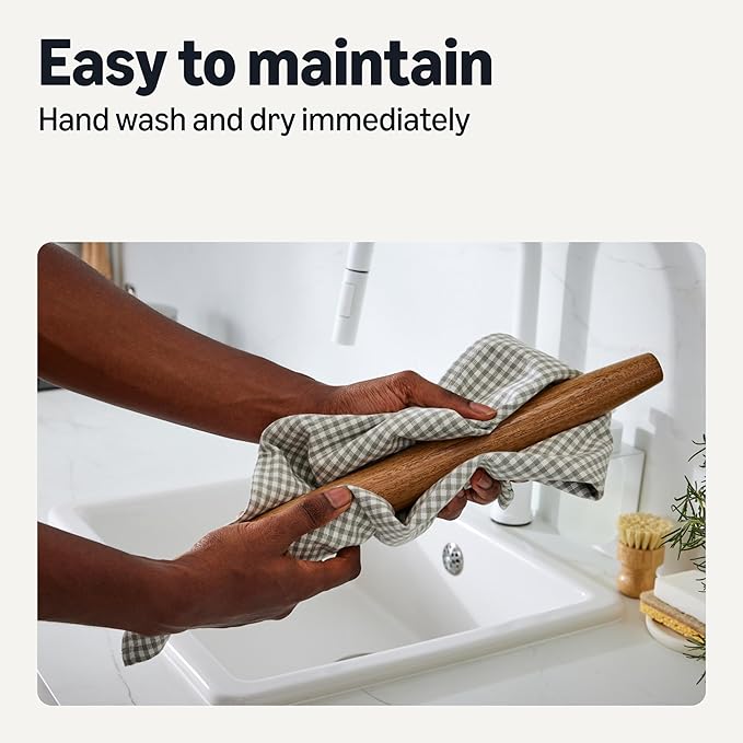 Amazon Basics Wooden French Rolling Pin, 17 in., Acacia Wood, Nonstick, Hand Wash Only