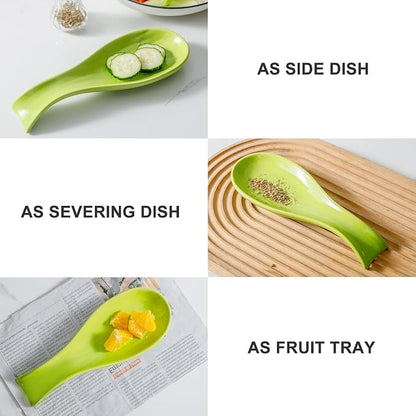 Hasense Spoon Rest for Stove Top, Large Ceramic Spoon Holder for Kitchen Counter, Cooking Utensil Rest for Spatula Ladle and Tong, Utensil Rest for Home and Coffee Bar, Housewarming Gift, Green