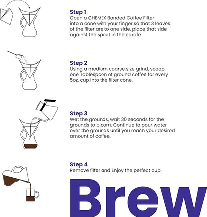 Chemex Pour-Over Glass Coffeemaker - Glass Handle Series - 8-Cup - Exclusive Packaging
