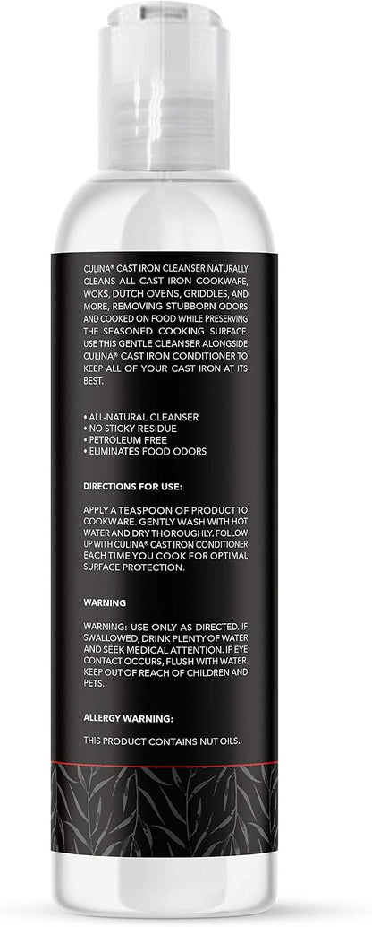 Culina Quality - Cast Iron Cleaning Soap | 100% Plant-Based Castile & Coconut Oil Soap | Best for Cleaning, Restoring, Removing Rust and Care Before Seasoning | For Skillets, Pans & Cast Iron Cookware