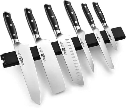 Klaus Meyer 7 Pieces Knife Set With Magnetic Knife Holder – German High Carbon Stainless Steel Full-Tang Kitchen Knife Sets, Rust-Resistant, Ultra Sharp