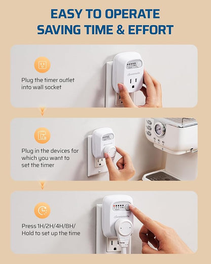 DEWENWILS Indoor Countdown Timer Outlet, Timers for Electrical Outlets, 125V/15A/1000W Auto Shut Off Safety Outlet, One 3-Prong Grounded Outlet, Light Timers, 1/3 HP, UL Listed