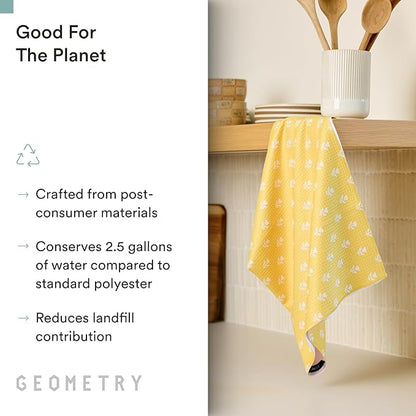 GEOMETRY Tea Towels – Spring & Summer Collection – Quick-Dry, Ultra-Absorbent, Reusable Microfiber Kitchen Towels for Drying & Cleaning - Sunbeam - 2 Pack