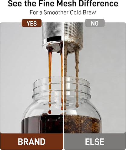 OneDream Cold Brew Coffee Maker - 2 Quart 64oz Stainless Steel Filter Cold Brew Pitcher Jar, No Leaks Cold Brew Mason Jar Coffee Maker, Easy to Clean Cold Coffee Maker