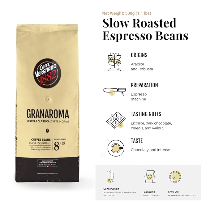 Caffe Vergnano Whole Bean Coffee 1.1 lb (Pack of 3) - Medium Roast Espresso Beans Whole Variety Pack, Gran Aroma, Espresso & Antica Bottega Italian Coffee - For Coffee Maker, French Press, Moka Pot