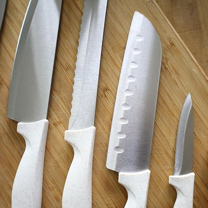Beille 1pc Stainless Steel and Wheat Fiber Handle Santoku Knife Kitchen Essentials, 12 Inch