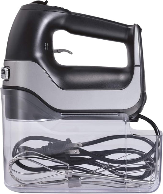 Hamilton Beach Professional 5-Speed Electric Hand Mixer with High-Performance DC Motor, Slow Start, Snap-On Storage Case, Stainless Steel Beaters & Whisk, Black (62651)