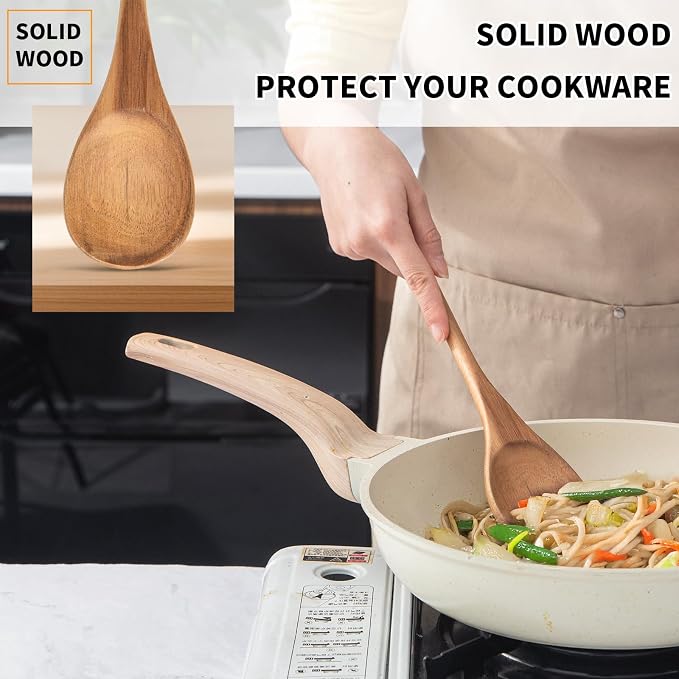 Wooden Spoonsfor Cooking2PCS, Acacia Wood Spoon 12.6" Wooden Utensils for Mixing, Mixing Spoons Cooking Spoon for Stirring Long Wooden Spoon Kitchen Serving Nonstick Utensil Smooth Finish