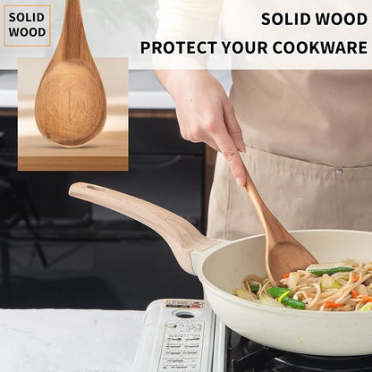 Wooden Spoonsfor Cooking 1PCS Acacia Wood Spoon 12.6" Wooden Utensils for Mixing, Mixing Spoons Cooking Spoon for Stirring Long Spoon Kitchen Serving Nonstick Utensil Smooth Finish