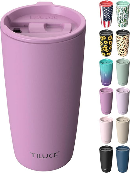 TILUCK 20 oz Insulated Tumbler with BPA-Free Lid, Stainless Steel Vacuum Travel Coffee Mug, Double Wall Coffee Tumbler（20oz，Matte Lilac）