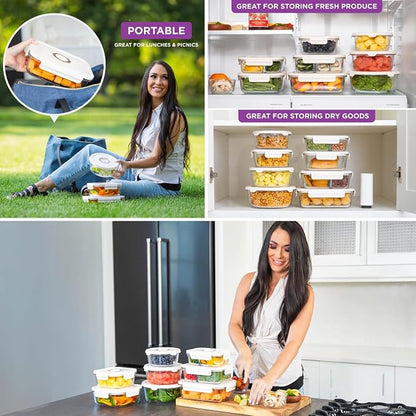 HOLDN’ STORAGE Vacuum Food Storage Containers, Set of 10 Glass Containers with Electronic & Manual Pump - Keep Food Fresh Longer, BPA-Free Glass, Leak-Proof, Ideal for Meal Prep, Marinating
