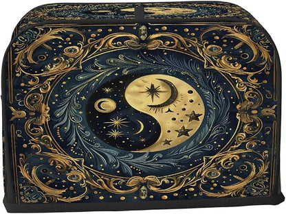 2 Slice Yin Yang Gold Ethnic Toaster Cover Waterproof Dust Fingerprint Bread Machine Cover Washable Kitchen Appliance Protector For Home Kitchen Bakeware Table Decor Women Gifts