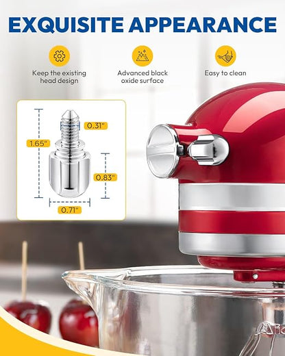 Attachment Knob Thumb Screw fit for Kitchen Aid Mixers, Upgraded 6061 Aluminum 1.65‘’ Long Screw Head Knob Replacement Parts, Replaces 9709194, 4162142, 240374 etc, Chrome