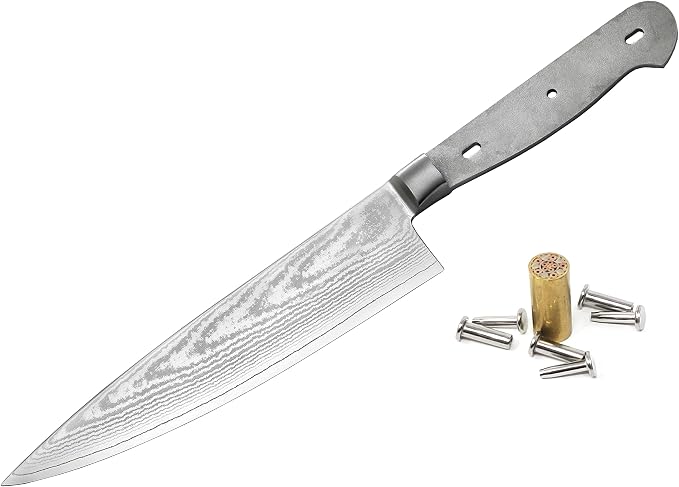 KATSURA Woodworking Project Kit - 7.5-inch Chef's Knife Blank - Japanese VG-10-67 Layers Damascus Steel - NO LOGO