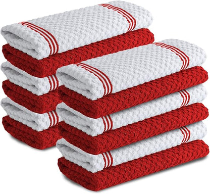 Infinitee Xclusives Premium Kitchen Towels - [Pack of 12] 100% Cotton Kitchen Hand Towels (15 x 25 Inches) - Dish Towels for Kitchen |Passionate Red|