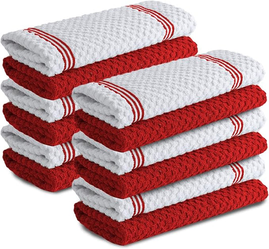 Infinitee Xclusives Premium Kitchen Towels - [Pack of 12] 100% Cotton Kitchen Hand Towels (15 x 25 Inches) - Dish Towels for Kitchen |Passionate Red|
