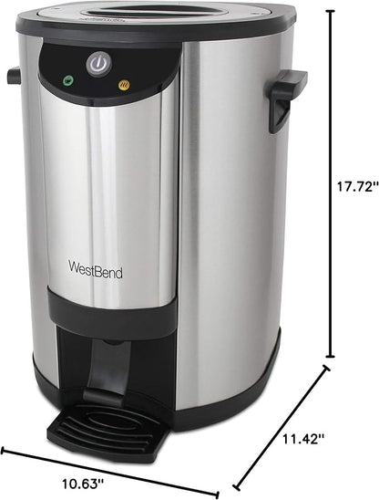 West Bend 57042 Coffee Urn Double Walled Stainless Steel Features Automatic Temperature Control Large Capacity with Fast Brewing and Easy Clean Up NSF Certified, 42-Cup, Silver