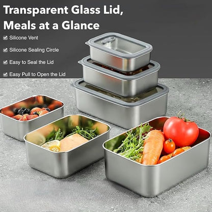 Stainless Steel Food Storage Container-2600ml Leakproof, Airtight Stainless-Steel Bowl with Lid, Freezer/Dishwasher/Microwave Safe Container, Durable & Stackable Stainless Steel Container with Lid