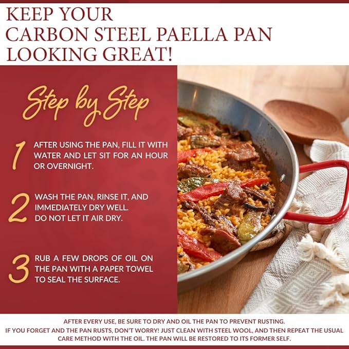 Garcima 13 1/2-inch Pata Negra Restaurant Grade Paella Pan, 34cm