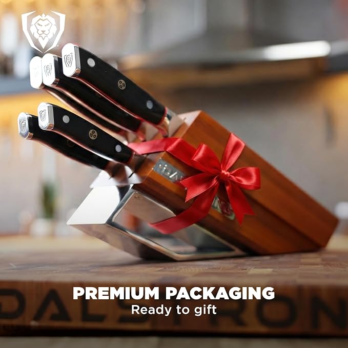 Dalstrong 5-Piece Japanese Knife Block Set — 66-Layer Damascus AUS-10V Steel (8–12° Edge), Chef + Santoku + Utility + Bread + Paring — Shogun ELITE For Serious Home Cooks & Culinary Gifts