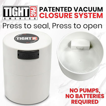 Tightvac - Premium Airtight Herb Storage Container - Holds ½ oz to 3 ounces - Keep Your Herbs and Dry Goods Fresh and Flavorful. White