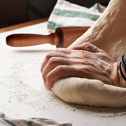 Classic Sapele Wooden Rolling Pin With Handles 17''L x 1.77"W | Wood Baking Roller for Pizza, Pie, Bread, Pastry & Cookie Dough