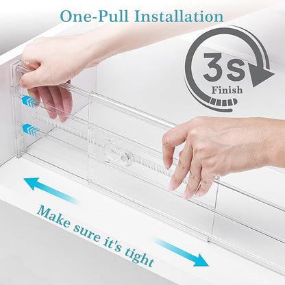 Vtopmart 8 Pack 6" Tall Upgrade Drawer Dividers for Big and Deep Drawer, 12.8"-22.3" Adjustable Expandable Dresser Drawer Organizer, Clear Plastic Separators for Dresser, Baby Supplies, Kitchenware